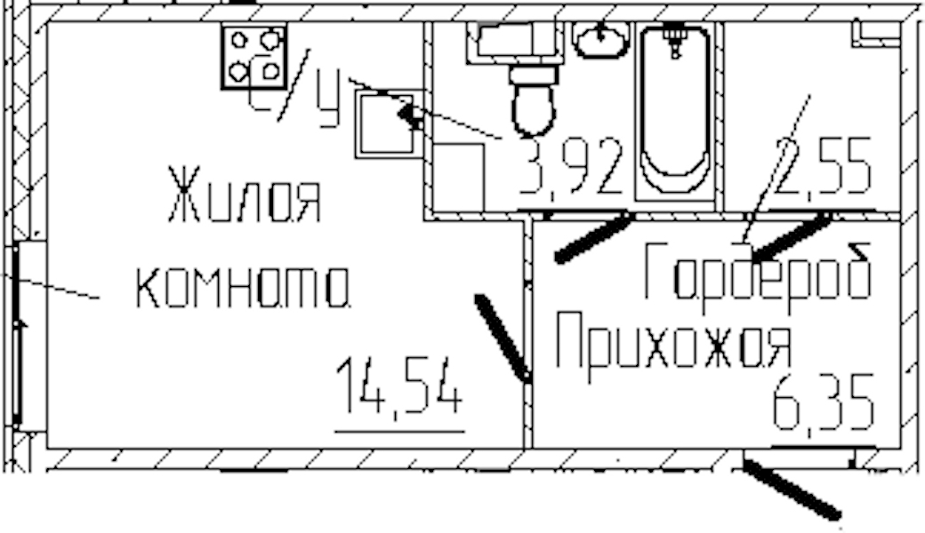 Квартира студия 27.36 м², 1/6 эт., ЖК «SERTOLOVO PARK»